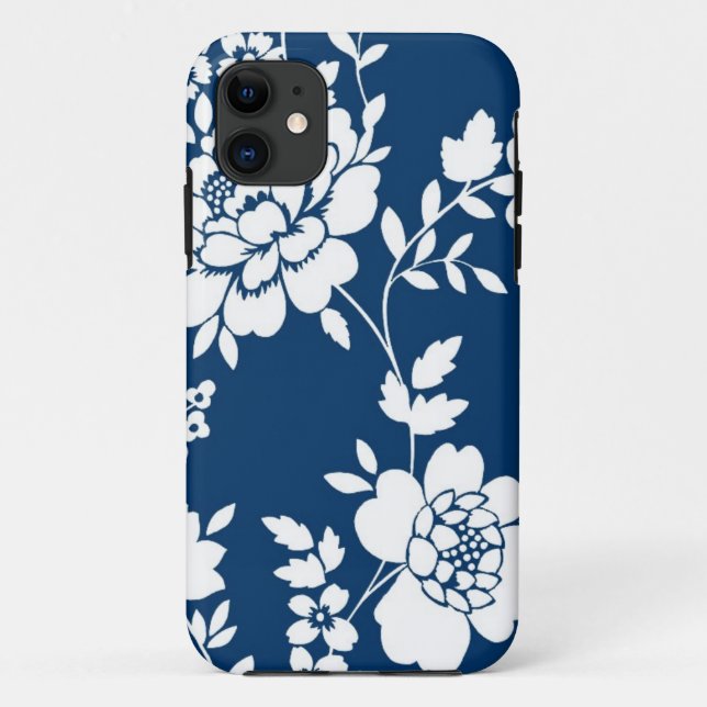 Dunkelblauer und weißer Blumenentwurf iPhone 5 Case-Mate iPhone Hülle (Rückseite)