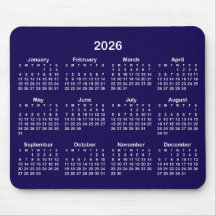 Dunkelblauer und weißer Kalender 2026
