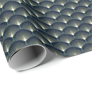 Dunkelblaues Art Deco stilvolles geometrisches Mus Geschenkpapier