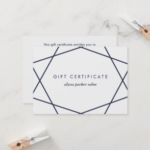 Dunkelblaues geometrisches auf Geschenkgutschein Rabattkarte
