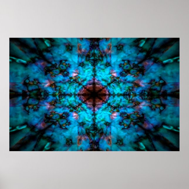 Dunkelblaues Kaleidoskop-Muster Poster (Vorne)