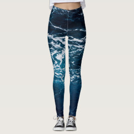 Dunkelblaues Meerwasser aus Schwerschaum Leggings