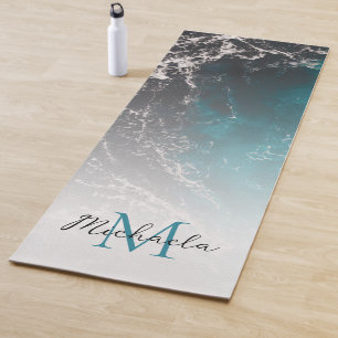 Dunkelblaues Meerwasser Monogram Yogamatte