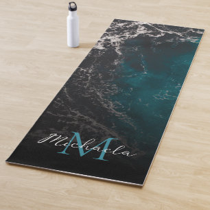 Dunkelblaues Meerwasser Monogram Yogamatte