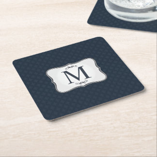 Dunkelblaues Muster - das Monogramm der noblen Rechteckiger Pappuntersetzer