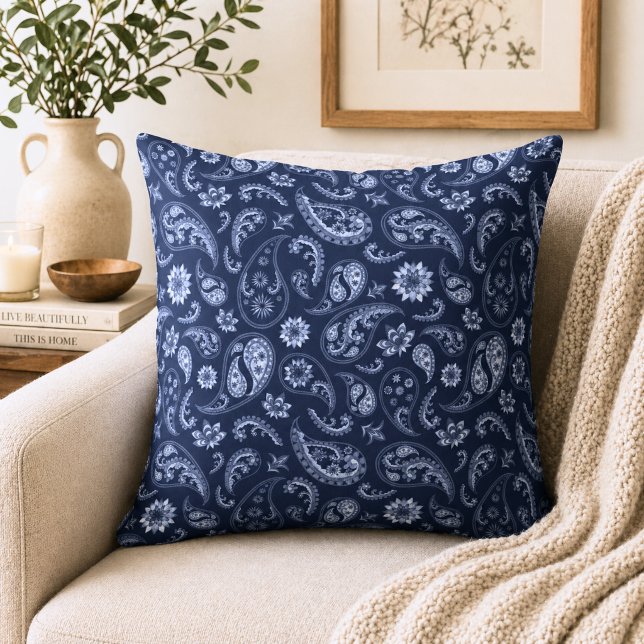 Dunkelblaues Paisley Kissen (Von Creator hochgeladen)