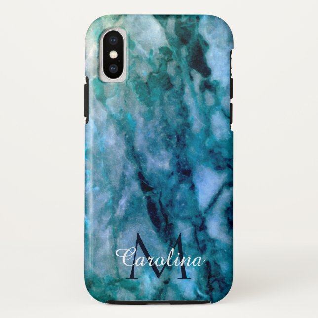 Dunkelblaues personalisiertes Marmorierungmit Case-Mate iPhone Hülle (Rückseite)