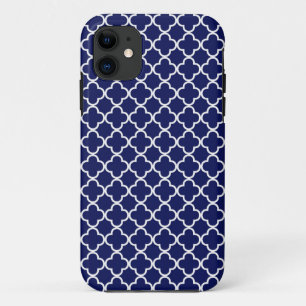 Dunkelblaues Quatrefoil Muster Case-Mate iPhone Hülle