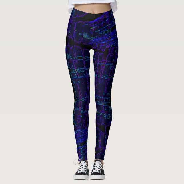 Dunkelblaues Streifen Leggings (Vorderseite)