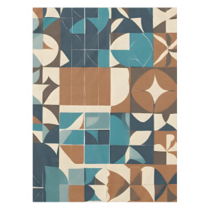 Dunkelblaues, Türkis, Braun und Beige geometrische Tischdecke