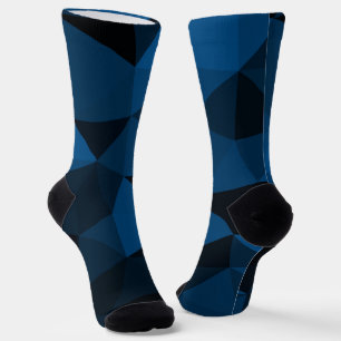 Dunkelblaues und schwarzes geometrisches Maschenmu Socken