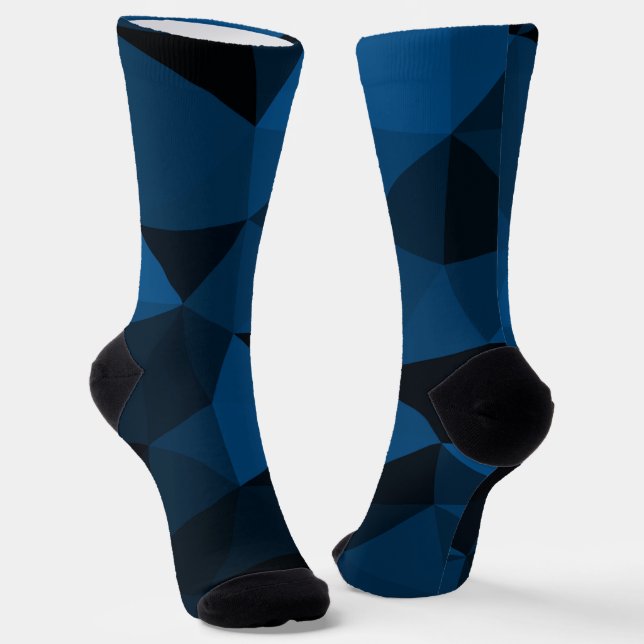 Dunkelblaues und schwarzes geometrisches Maschenmu Socken (Gewinkelt)