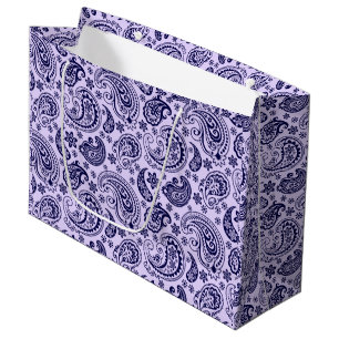 Dunkelblaues Vintag Paisley-Muster auf Lavendel Große Geschenktüte