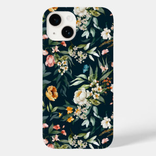 Dunkelblaues Vintage-Gartenblumenmuster Case-Mate iPhone 14 Hülle