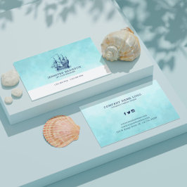 Dunkelblaues Vintages Segelboot Visitenkarte