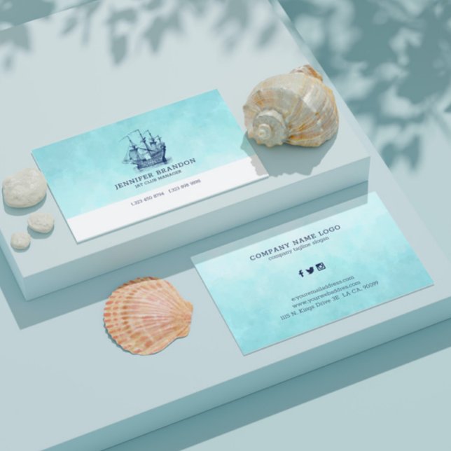 Dunkelblaues Vintages Segelboot Visitenkarte (Von Creator hochgeladen)