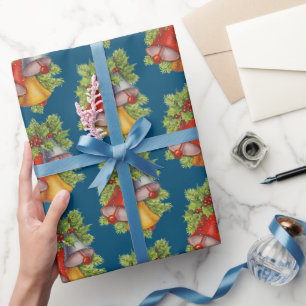 Dunkelblaues Weihnachtsglocken-Geschenkpapier Geschenkpapier