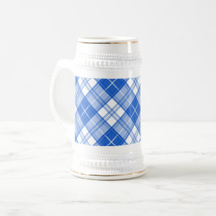Dunkelblaues weißes Tartan Muster yxm0uat9 diagona Bierglas