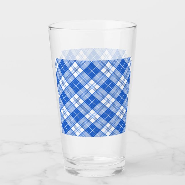 Dunkelblaues weißes Tartan Muster yxm0uat9 diagona Glas (Vorderseite)