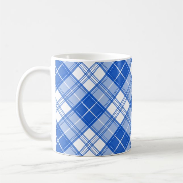 Dunkelblaues weißes Tartan Muster yxm0uat9 diagona Kaffeetasse (Links)