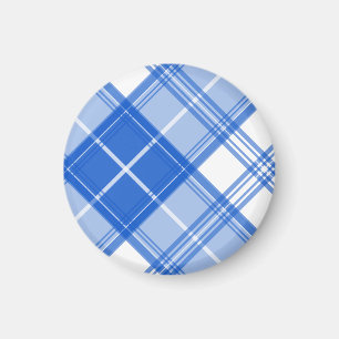 Dunkelblaues weißes Tartan Muster yxm0uat9 diagona Magnet