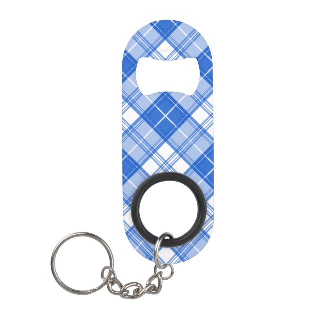 Dunkelblaues weißes Tartan Muster yxm0uat9 diagona Mini Flaschenöffner (Vorderseite)