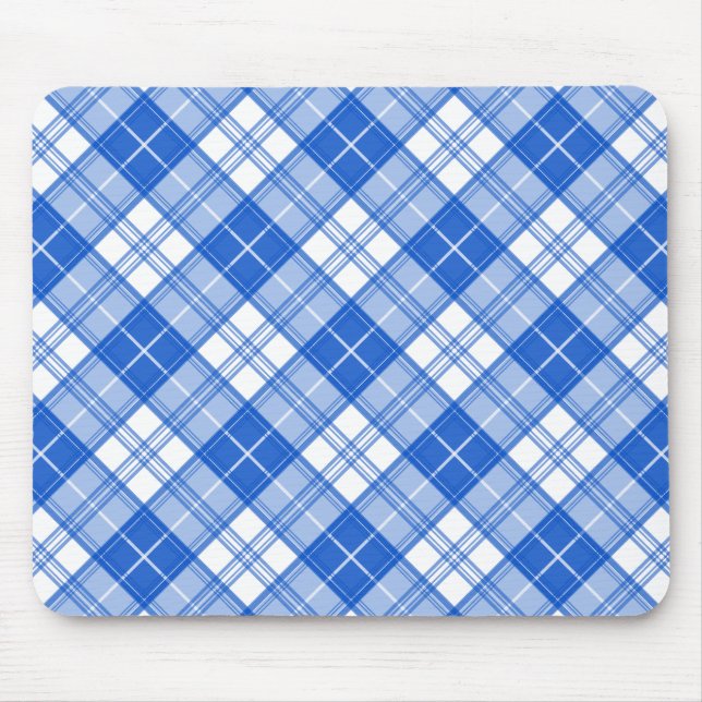 Dunkelblaues weißes Tartan Muster yxm0uat9 diagona Mousepad (Vorne)
