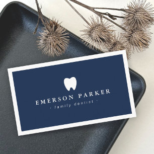 Dunkelblaues Zahnarztlogo, modern minimalistisch Visitenkarte