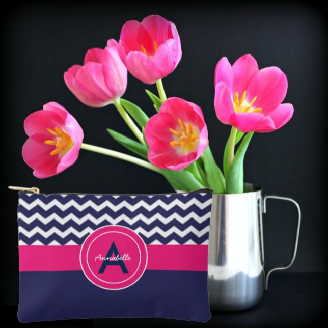 Dunkelblaurosa Zickzack Zubehörtasche (Von Creator hochgeladen)