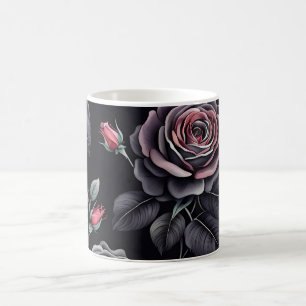 Dunkelblush-Rose Blumendesign Kaffeetasse