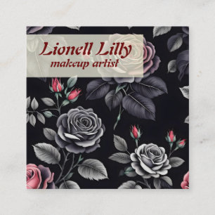 Dunkelblush-Rose Blumendesign Quadratische Visitenkarte