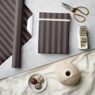 Dunkelbraun & Braunstein Streifen Geschenkpapier