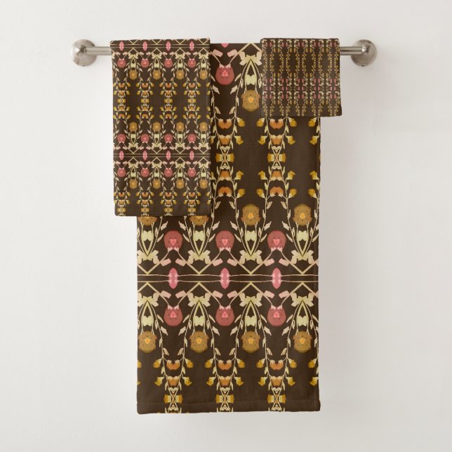 Dunkelbraun-Dekorativ Badhandtuch Set (Insitu)