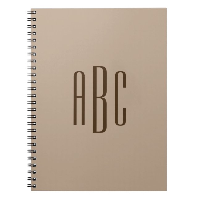 Dunkelbraun, einfache Drei-Buchstaben-Monogramm Notizblock (Vorderseite)