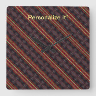 Dunkelbraun, rot, grün, gelb achsig, gespiegelt quadratische wanduhr