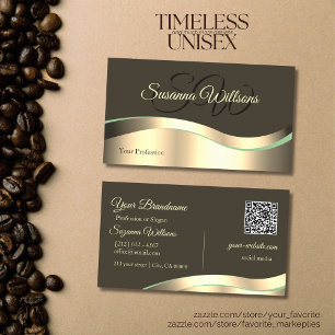 Dunkelbraune Dunkelbraune Wavy Gold Dekorinitials Visitenkarte