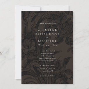 Dunkelbraune elegante Hochzeitseinladung mit Ornam Einladung
