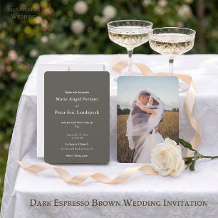 Dunkelbraune Espresso-Braun-Luxe-Neutral-Foto-Hoch Einladung