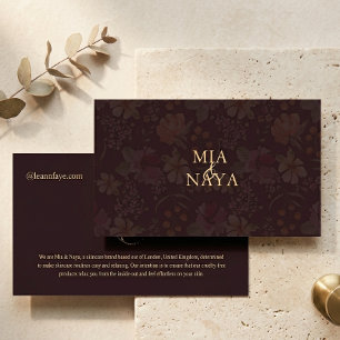Dunkelbraune Florale Gold-Logo-Hautpflege-Visitenk Visitenkarte