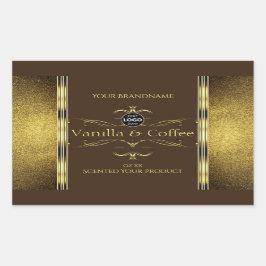 Dunkelbraune Gold-Glitzer-Grenzen-Logo Rechteckiger Aufkleber