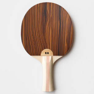 Dunkelbraune Holztextur Custom Monogram Tischtennis Schläger