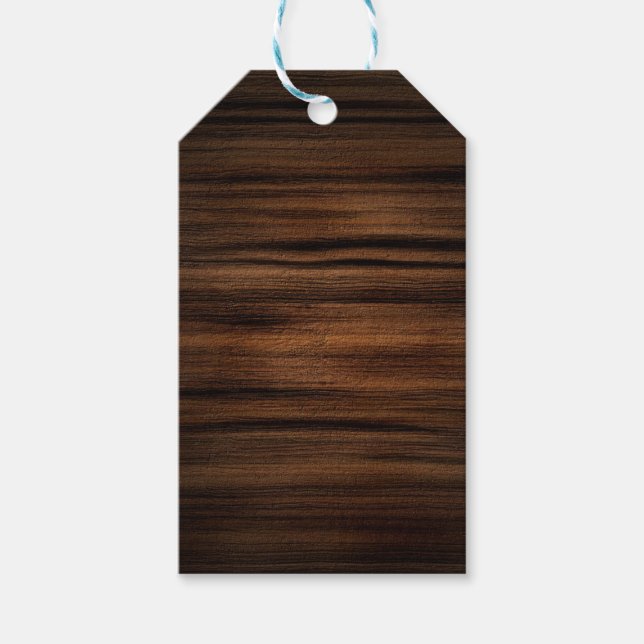 Dunkelbraune Holztextur Muster Geschenkanhänger (Vorderseite)