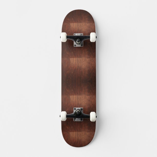 Dunkelbraune Holztextur Skateboard (Vorderseite)