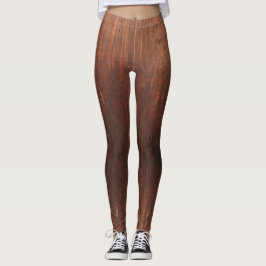 Dunkelbraune Imitate Holz Leggings