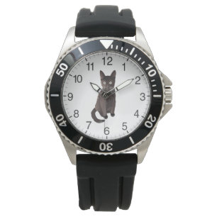Dunkelbraune Katze Armbanduhr