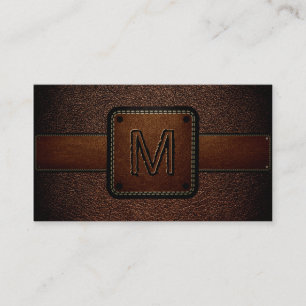 Dunkelbraune Leder Look Brown Monogram Visitenkarte