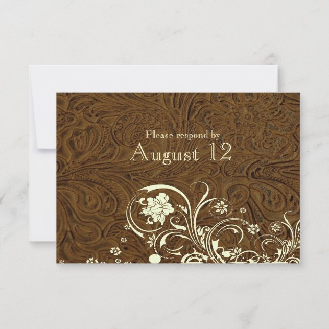 Dunkelbraune Ledercreme UAWG mit Umschlägen RSVP Karte (Vorderseite)