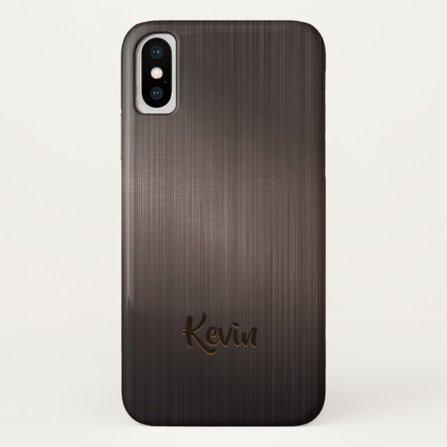 Dunkelbraune Metallische Hintergrundmonogramm Case-Mate iPhone Hülle (Rückseite)