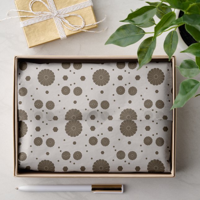 Dunkelbraune Mikroflorale Beige Seidenpapier (Geschenk)