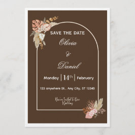 Dunkelbraune minimalistische Boho-Hochzeitseinladu Einladung